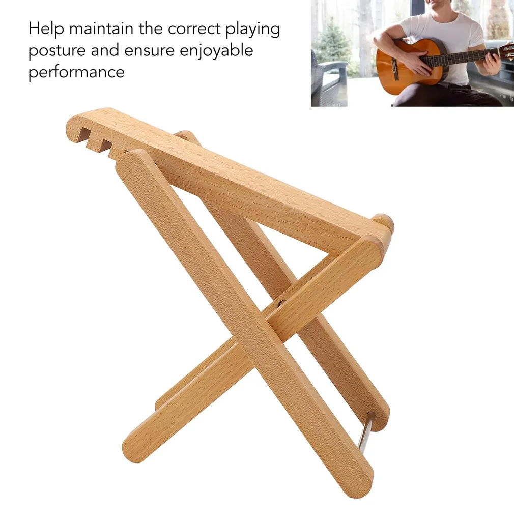 Support de pied pour guitare classique bois pliable hauteur ajustable - 16