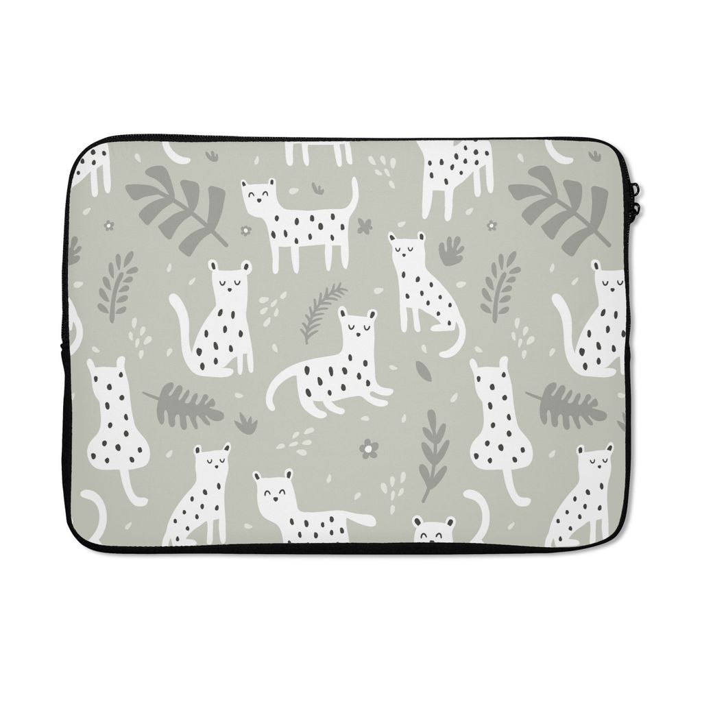 MuchoWow Laptop Hülle 13 Zoll Muster - Leopard - Blätter Laptoptasche - Laptophülle - Sleeve - Rundumschutz