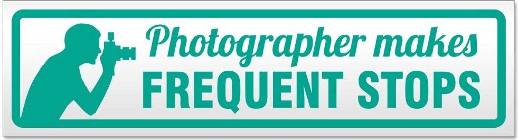 Kiwistar - Autoaufkleber - Türkis - 60 x 16 cm - Frequent Stops Fotograf - Hinweis Aufkleber Sticker für Auto, Kfz, Fahrrad, PKW, LKW