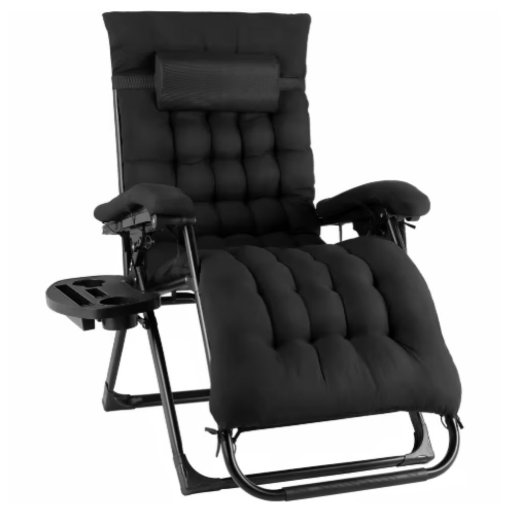 Klappbarer Liegestuhl – Gartenstuhl – Sonnenliege – Verstellbare Gartenliege mit Kopfstütze und Becherhalter – Abnehmbares Baumwollkissen ...