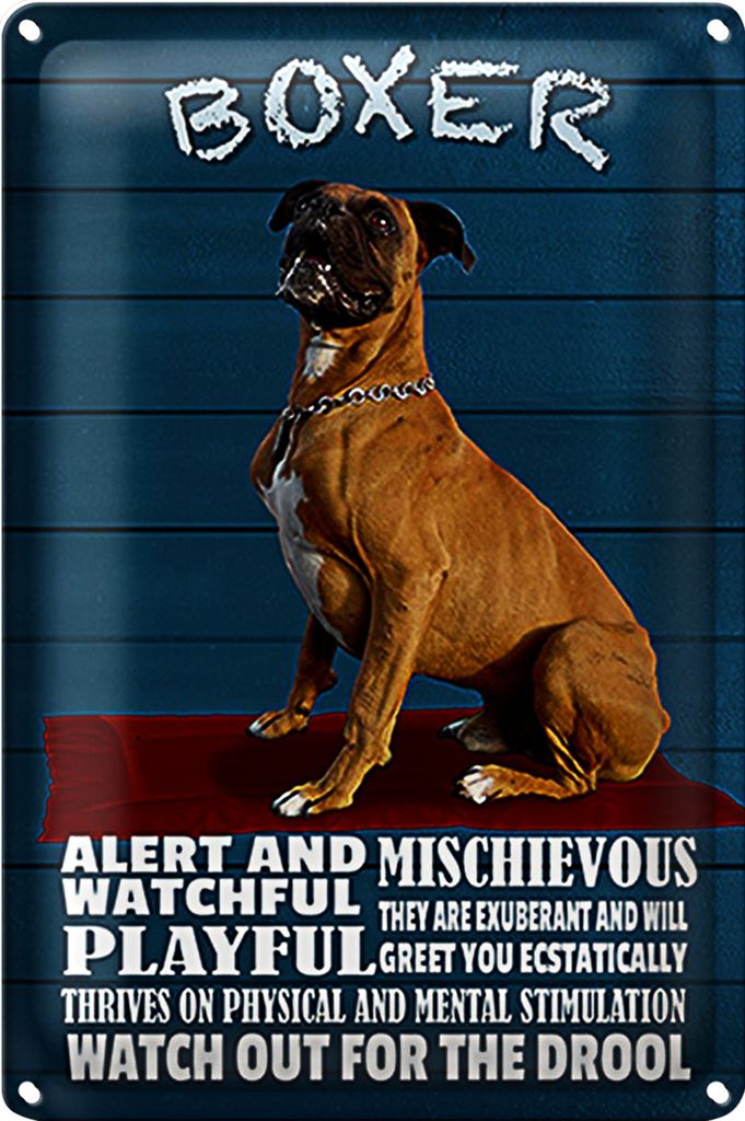 Blechschild Spruch 40x30cm Boxer Hund watchful playful