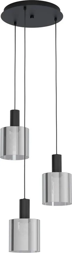 Lustre 3 Lumières E27 GOROSIBA Noir et Chrome au Style Industriel Chic