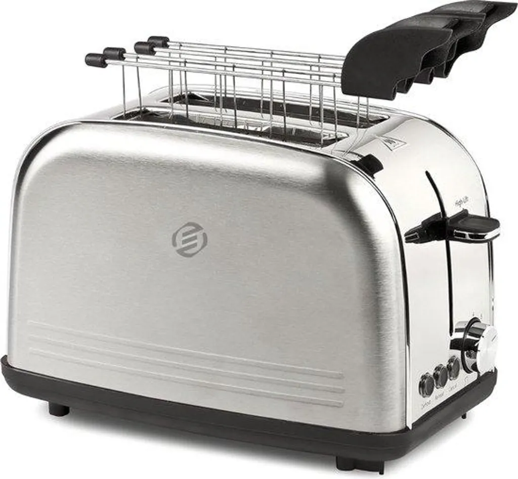 Grille-pain rétro multifonction : fentes larges et porte-sandwichs