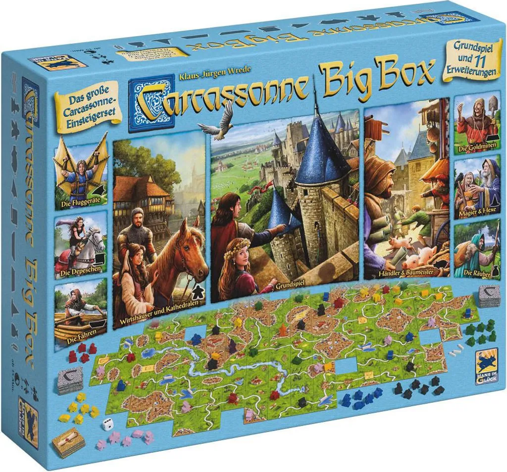 Jeu Carcassonne Big Box V3.0 Idéal pour Soirées de Jeu en Famille et Amis