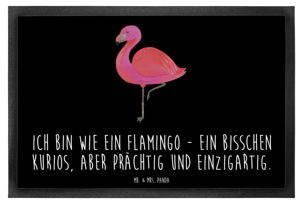 Mr. & Mrs. Panda Schmutzmatte Flamingo Classic 60 x 90 cm - Schwarz - Geschenk, Prächtig, Türmatte, fußmatte, Abtretmatte, Stolz, Tochter, Fussm...