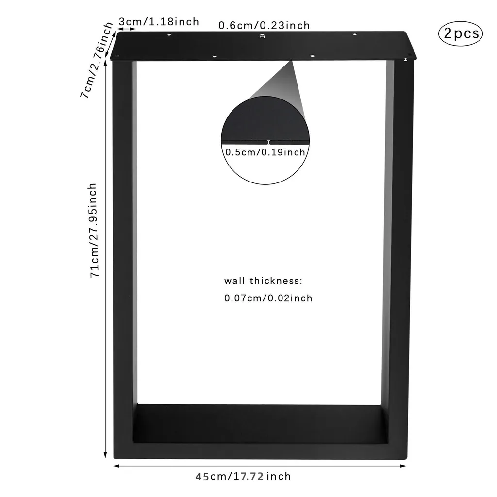 Pieds de Table Noirs 200kg - Structure Acier Renforcée pour Plateau - 11