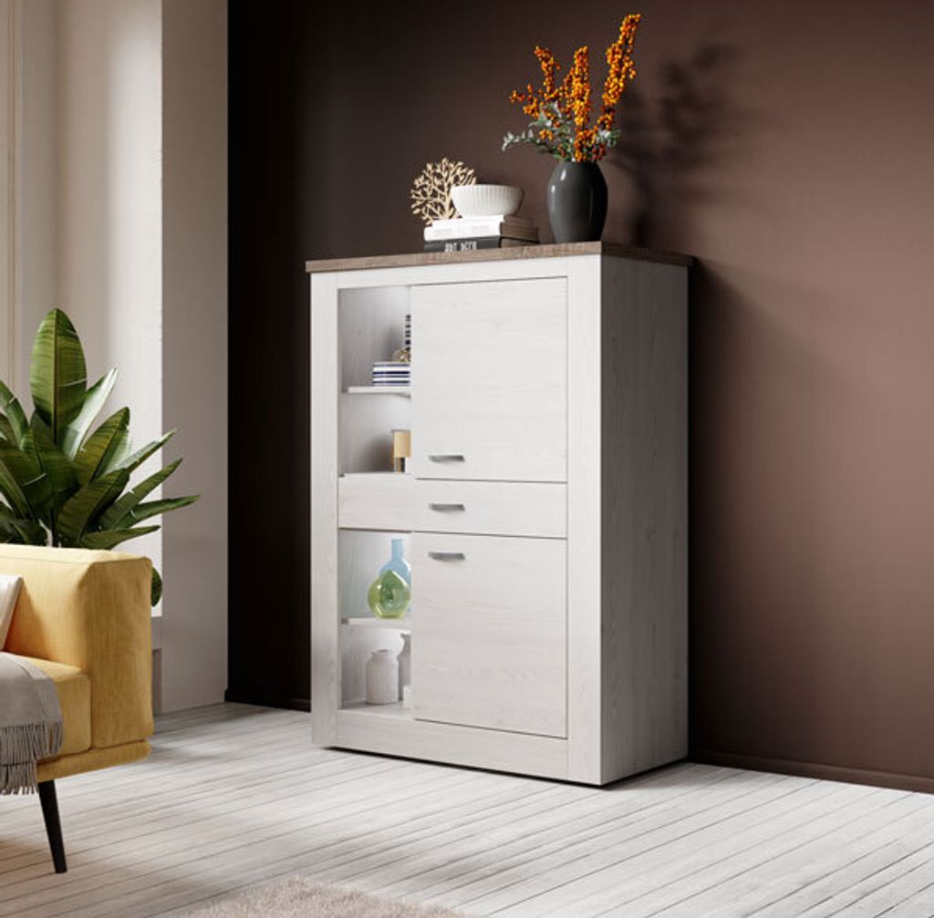 Highboard Kommode Stauraumschrank 99cm sibiu lärche / sonoma eiche trüffel 2-türig 76548666