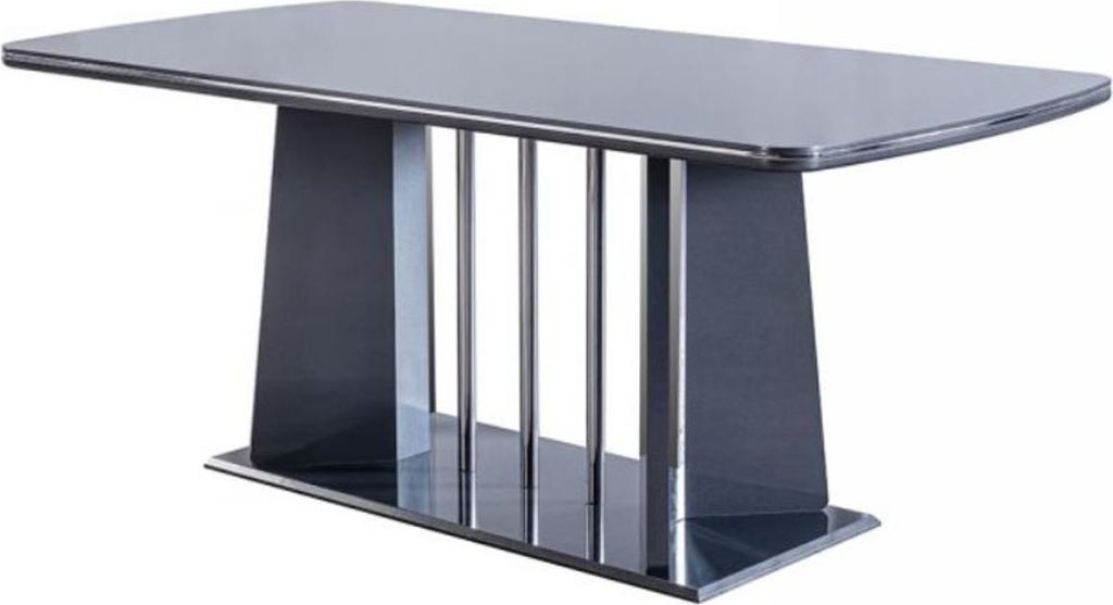Casa Padrino Luxus Esstisch Blau / Silber 182 x 92 x H. 77 cm - Esszimmertisch - Küchentisch - Edle Esszimmer Möbel
