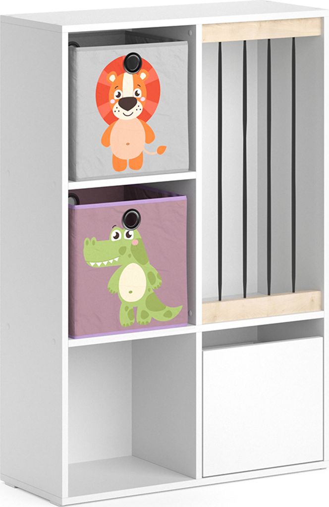 Kinderregal Vicco Luigi Weiß 29.2 x 107.8 cm mit 2 Faltboxen opt.3, Model 37035