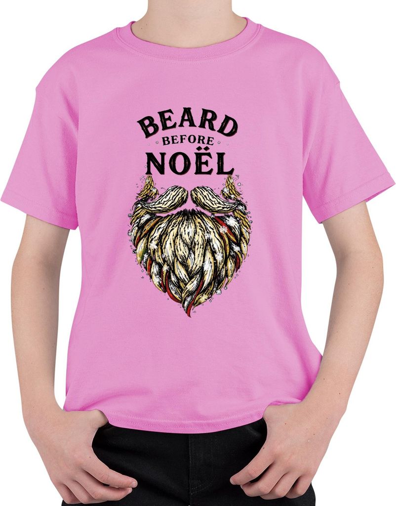 Beard Before Noël Weihnachtsmann Weihnachtsbart Lustig Geschenk Uni Kinder T-Shirt, Pink, 128