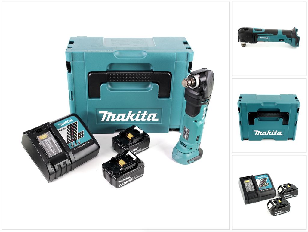 Makita DTM 51 RMJ 18V Li-Ion Akku Multifunktionswerkzeug im Makpac mit 2x 4,0 Ah Akku und Schnellladegerät