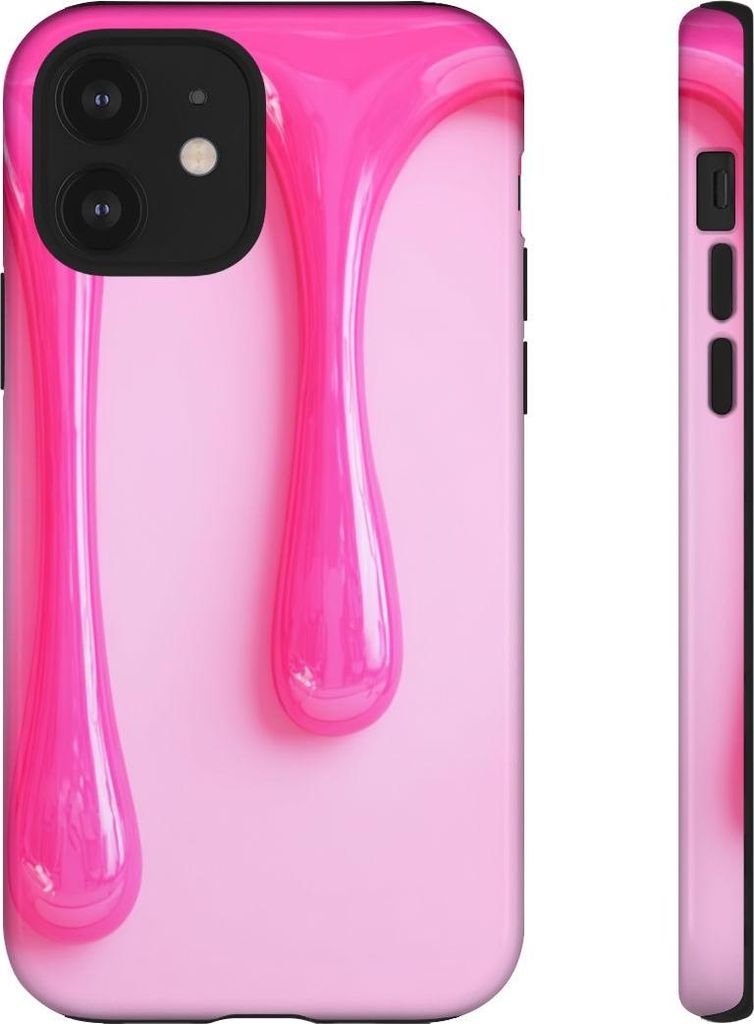 Glänzendes Pink mit Tropfen-Design – Hülle Kompatibel mit iPhone 12