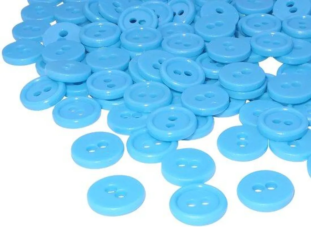 Boutons en plastique bleus à œillet Ø 11,5 x 2,2 mm - Lot de 100 pièces