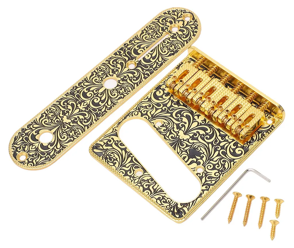 Pontet de rechange doré pour guitare électrique avec gravures florales