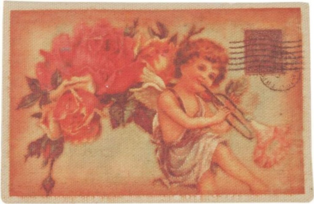 Clayre & Eef Karte Engel mit Rosenstrauß 17,5x12,5 cm farblich variabel