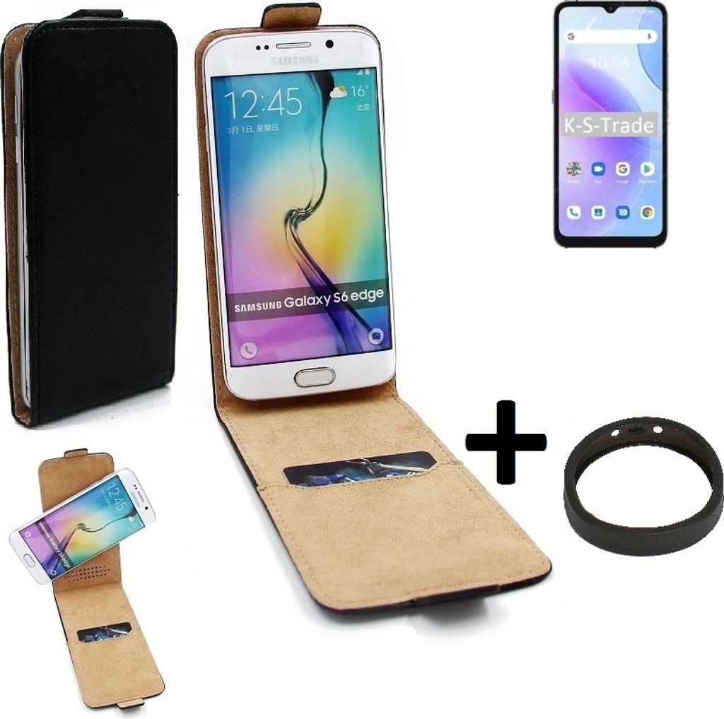 K-S-Trade TOP SET Handy-Hülle kompatibel mit UMIDIGI A11s 360° Flipstyle Schutz-Hülle Smartphone Tasche schwarz + TPU Bumper, Case Hülle Flip