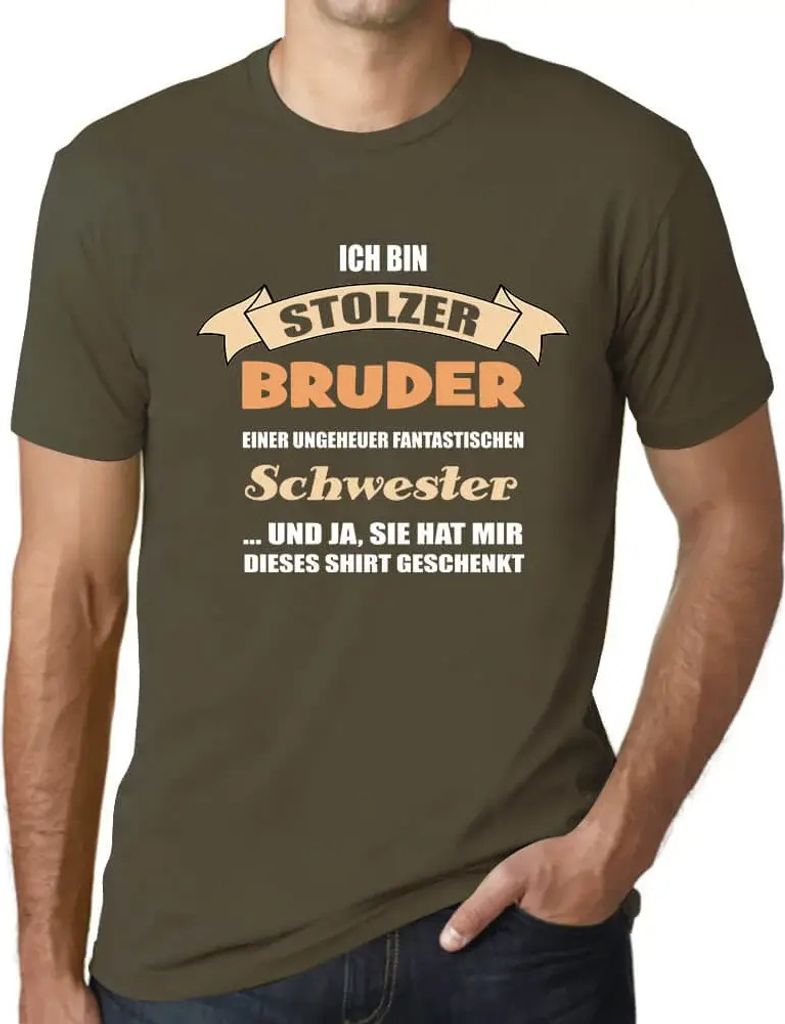 Herren Grafik T-Shirt Ich Bin Stolzer Bruder - Bruder Und Onkel Öko-Verantwortlich Vintage Jahrgang Kurzarm Lustige Druck Geburtstag Geschenk Mann