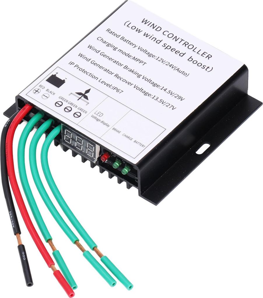 MPPT-Windkraftanlagenregler 100–400 W, 12 V/24 V, automatische Anpassung, mit LED-Anzeige
