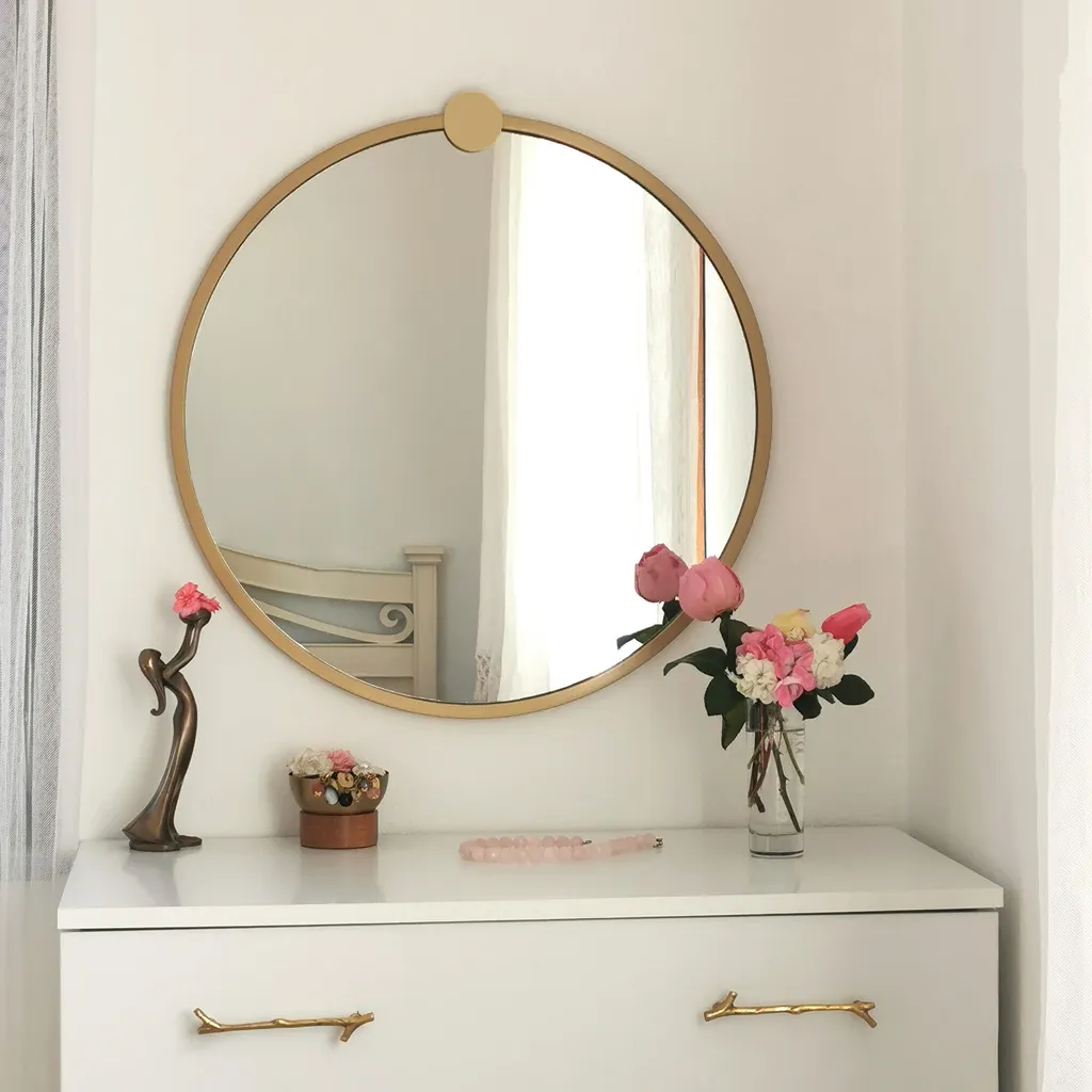 Miroir Mural Rond 60 cm Doré - Solution pour Illuminer une Pièce Sombre