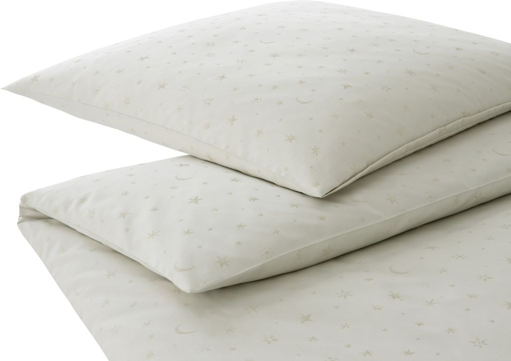 elegante Mako-Satin-Bettwäsche-Garnitur Stars Farbe Natur Größe 200x200+2x70x90cm