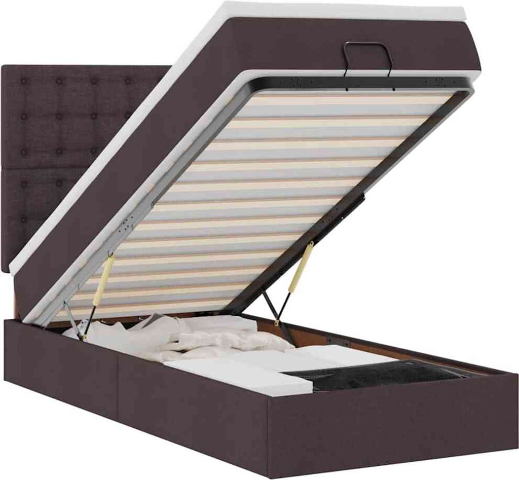 vidaXL Ottoman-Bett mit Matratze Dunkelbraun 90x190 cm Stoff