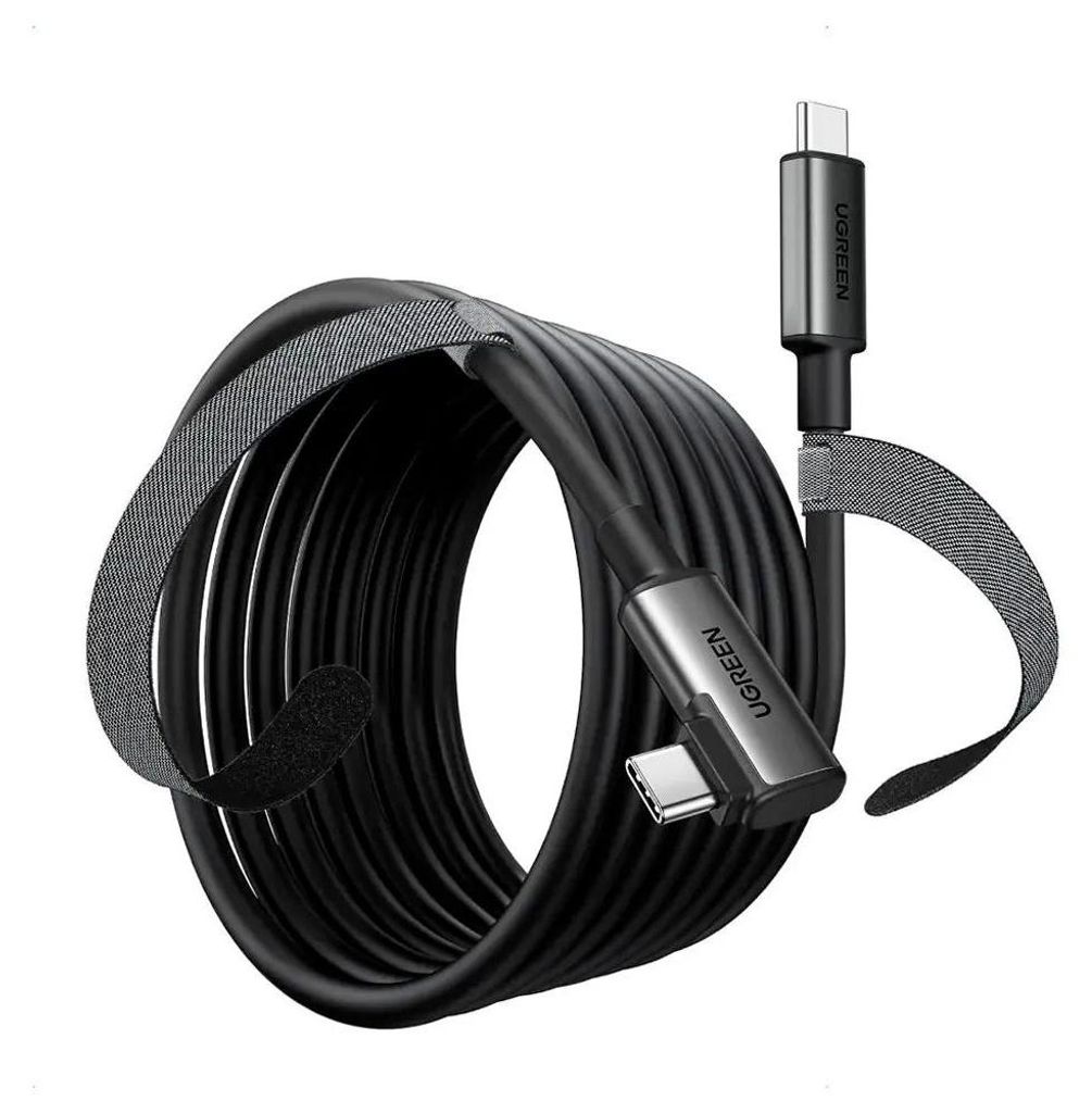Kabel UGREEN USB-C na USB-C, kątowy w prawo, 5m - Czarny Zdjęcie produktu 