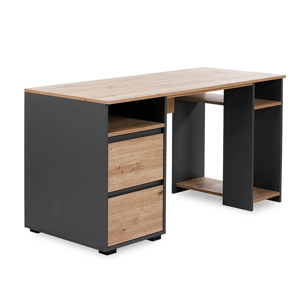 Bureau pour enfant AGIRA anthracite et chêne - Design moderne et robuste