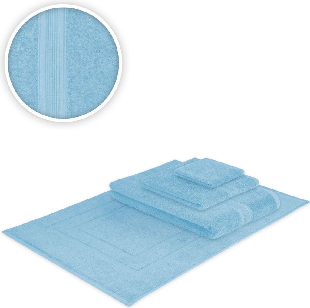 Handtücher Kombi Bade Set 4teilig 500 g/m² Frottee Hellblau