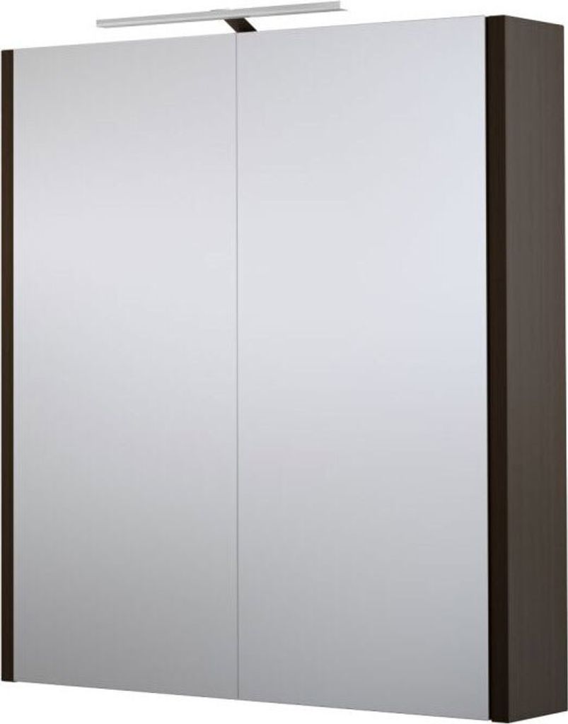 Bad - Spiegelschrank Bidar 05, Farbe: Eiche Schwarz – 65 x 60 x 12 cm (H x B x T)
