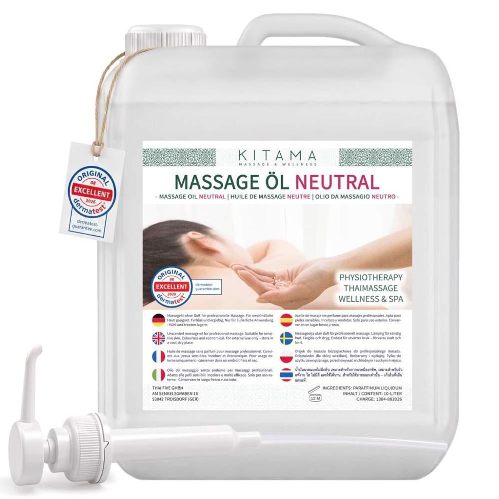Kitama Massageöl Neutral (ohne Duft) 10-Liter mit Pumpe für Produktbild 