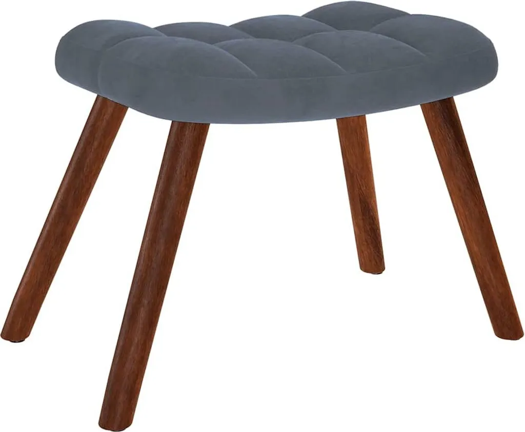 vidaXL Sedia a dondolo con sgabello in velluto grigio scuro - 4