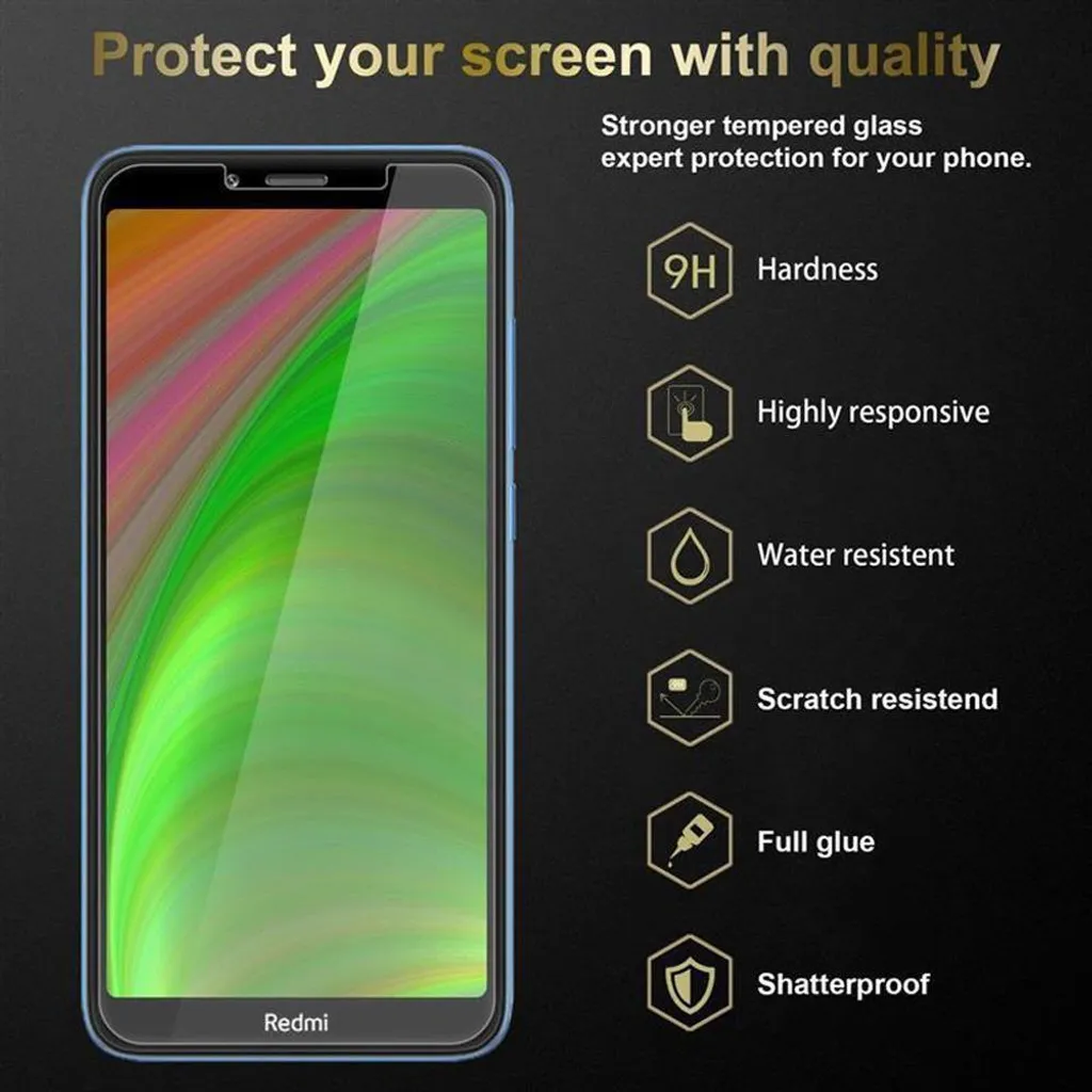 Cadorabo Pellicola Vetro Temperato Xiaomi Redmi Note 7 Nero Blindata