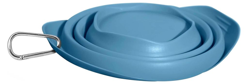 Faltbarer Hundenapf, tragbar, Reisenapf, Futterschale und Wasserschale, mit Karabiner, ca. 710 ml, Blau