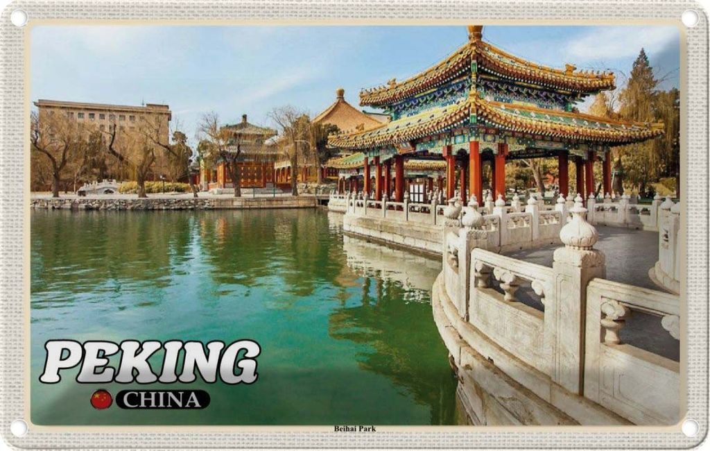 vianmo Blechschild 20x30 cm Peking China Beihai Park Bildmotiv Reisemotiv Abenteuer Reisen Urlaub