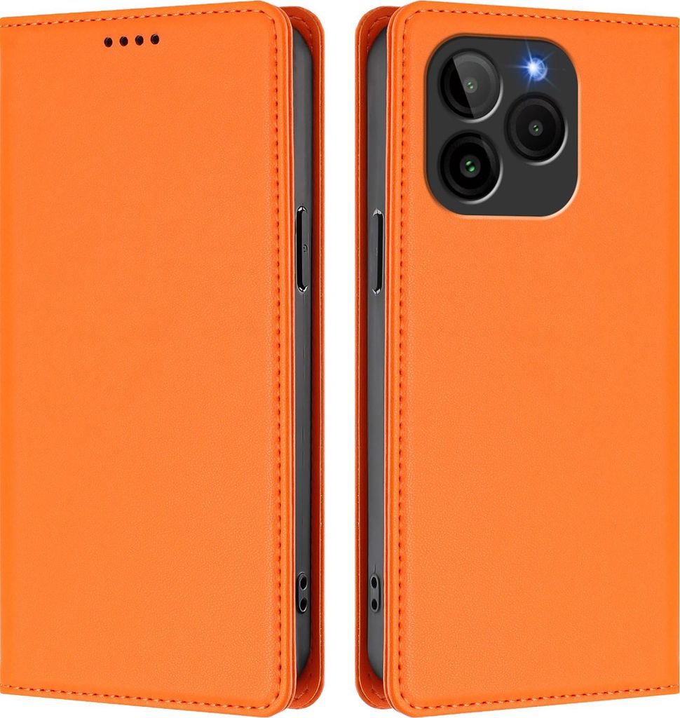 Handyhülle für BLU G54, Kunstleder Klapphülle Stoßfeste Magnetische Hülle mit Ständer Orange