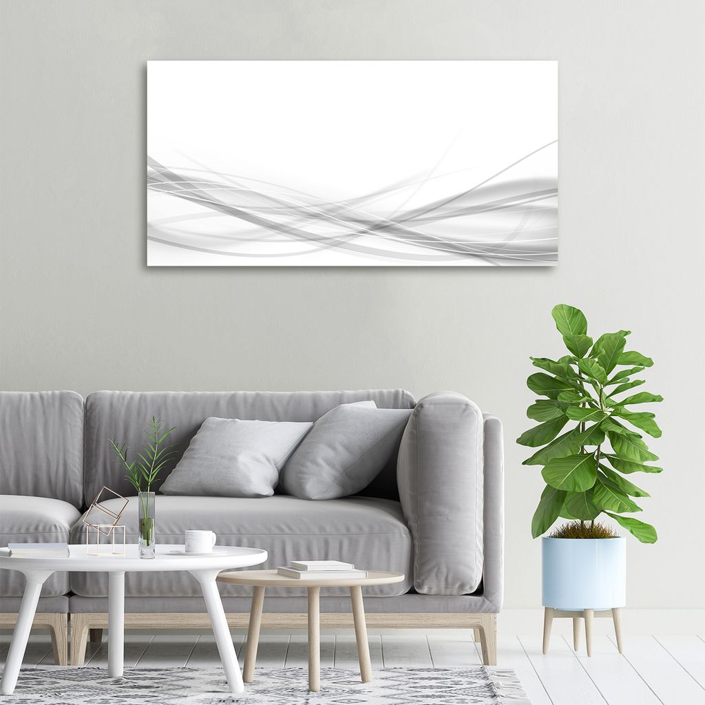 Tulup Leinwandbild -100x50 cm - Wandkunst - Drucke auf Leinwand - Leinwanddruck - Kunst: modern & klassisch - Weiß - Abstrakte Wellen