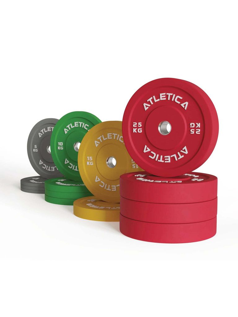 ATLETICA Color Bumper Plates Set | 190 kg bestehend aus 4 x 5 kg ∣ 4 x 10 kg ∣ 2 x 15 kg ∣ 4 x 25 kg