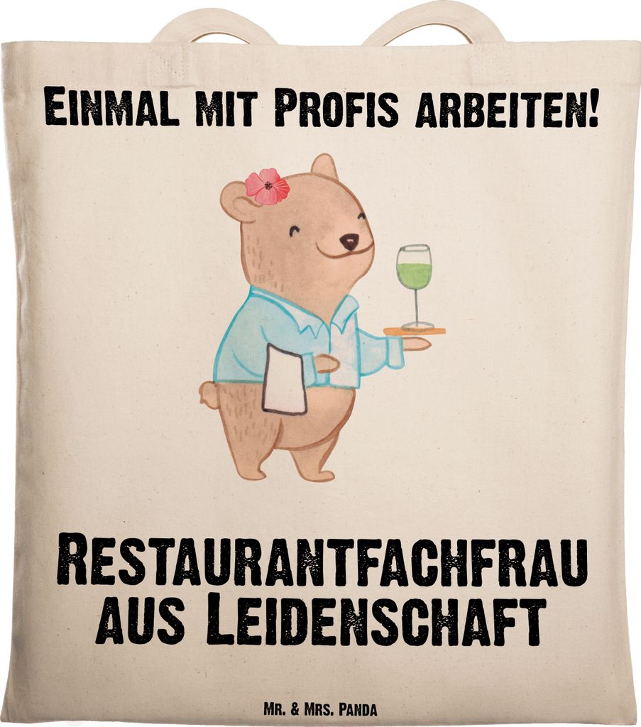 Mr. & Mrs. Panda Tote Bag Restaurantfachfrau Leidenschaft - Transparent - Geschenk, Tasche, canvas, Laptoptasche, Jutebeutel, Shopping