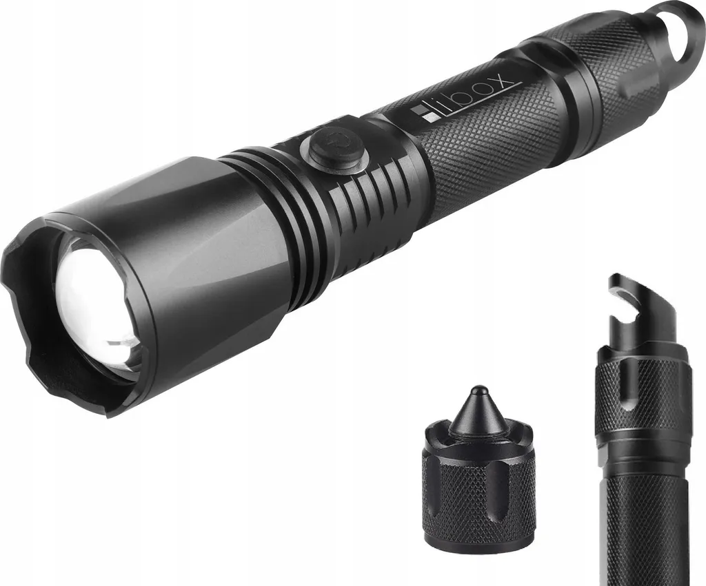 Lampe de Poche LED Libox LB0109 : Torche de Poche Noire Rechargeable