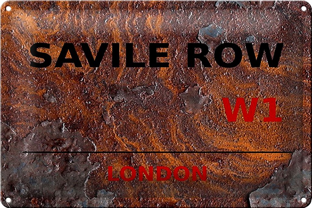 Blechschild London 30x20cm Savile Row W1 Rost