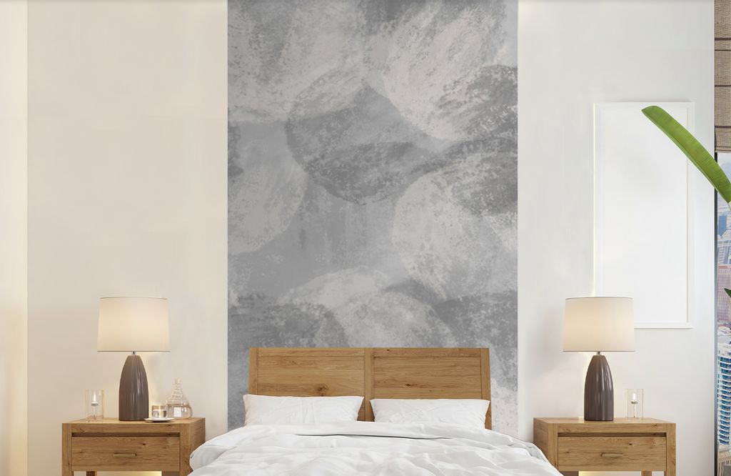 MuchoWow Fototapete für Wohnzimmer oder Schlafzimmer Wandtapete Vinyl Motivtapete Abstrakt - Farbe - Grau - Malerei - 120x240 cm - Hintergrundbild
