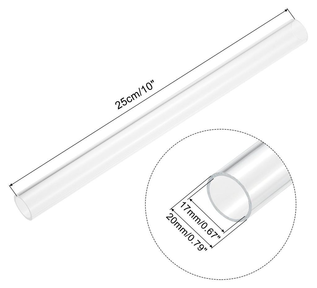 2 Stš¹ck PVC Transparent Rohr, Innendurchmesser 17mm Durchmesser 20mm L?NGE 250mm Acryl Kunststoffrohr fš¹r Lampenbau, Stehlampen, M?bel