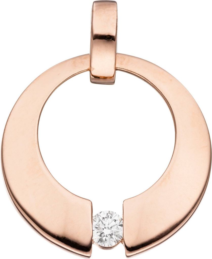 JOBO Anhänger rund 585 Gold Rotgold 1 Diamant Brillant Produktbild 