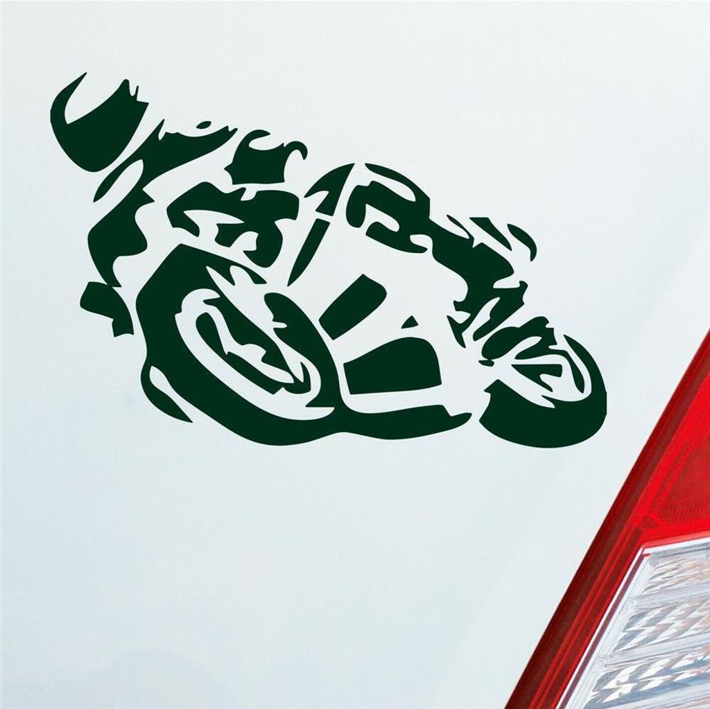 Auto Aufkleber Motorrad Mopped Car PKW 20x13,5 cm Dunkelgrün Sticker Heckscheibenaufkleber