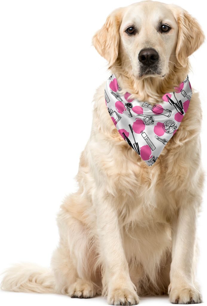 ABAKUHAUS Feminin Haustier Bandana, Parfüm Lippenstift Make-up, 40x40 cm, Rosa und Dunkelgrau