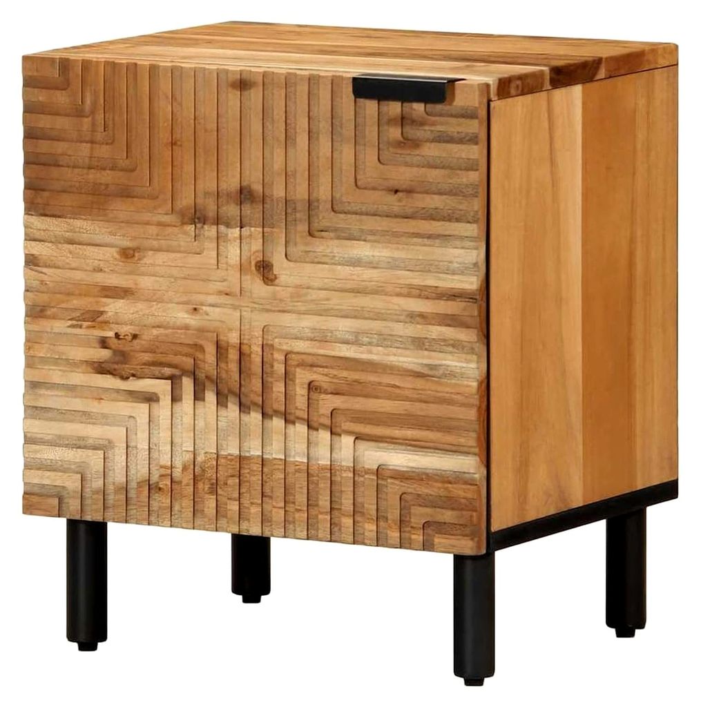 Nachttisch 40x33x46 cm aus Akazienmassivholz, Nachtschrank, Beistellschrank, Nachtkommode, Bettschrank, Beistelltisch, Nachtkonsole