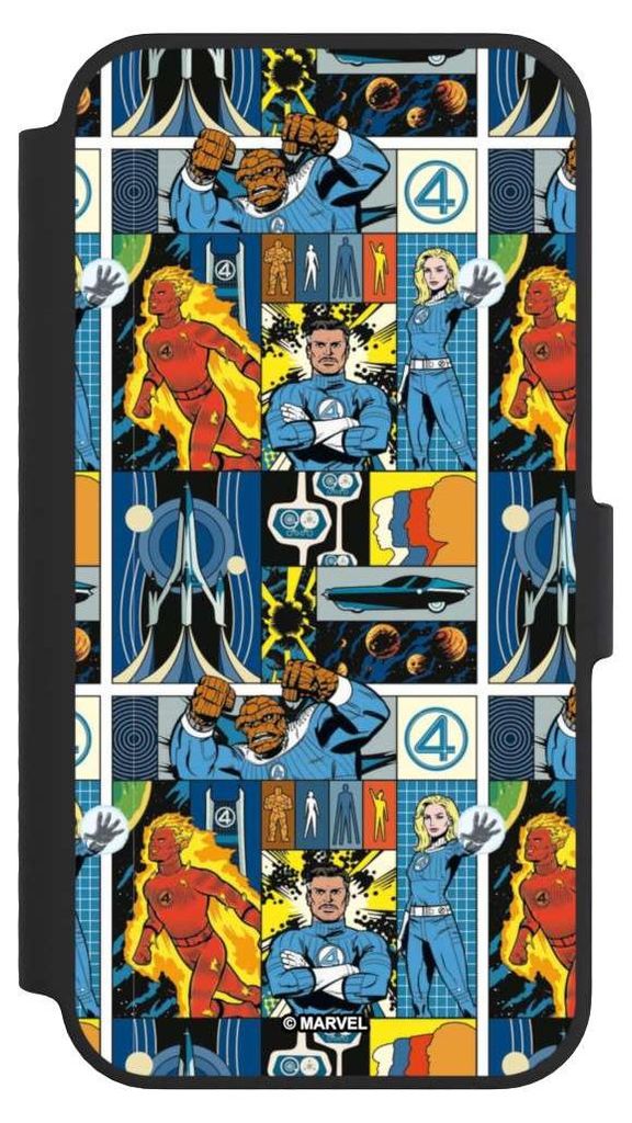 NIVOCASE Klapphülle für Apple iPhone 14 Handyhülle aus Kunst Leder NIVOflip schwarz Offizielles Lizenzprodukt Marvel The Fantastic Four