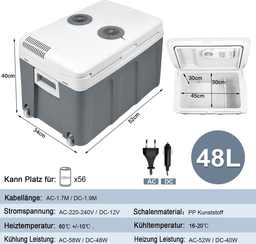 TRMLBE 48 Liter Kühlbox Auto 12V 230V Kühlschrank Produktbild 2