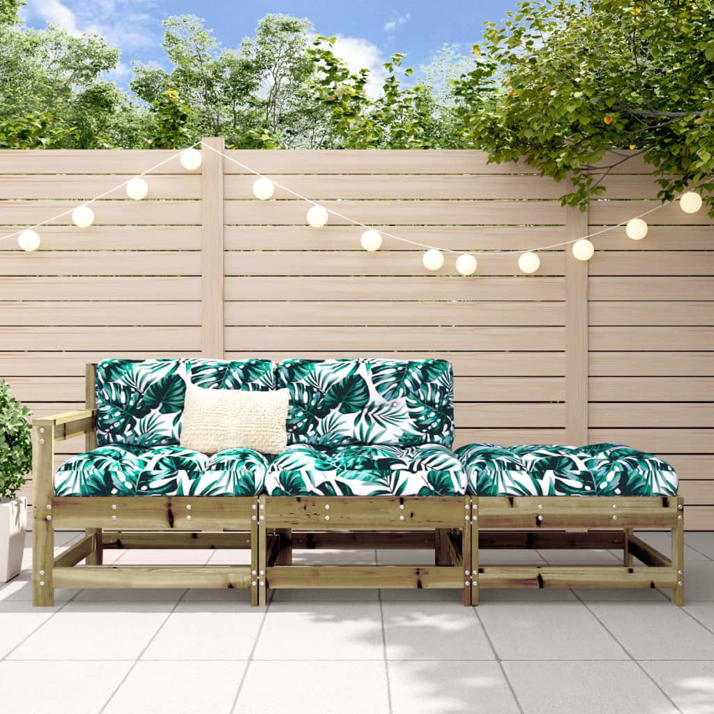 The Living Store 3-tlg. Garten-Lounge-Set mit Kissen Kiefernholz Imprägniert