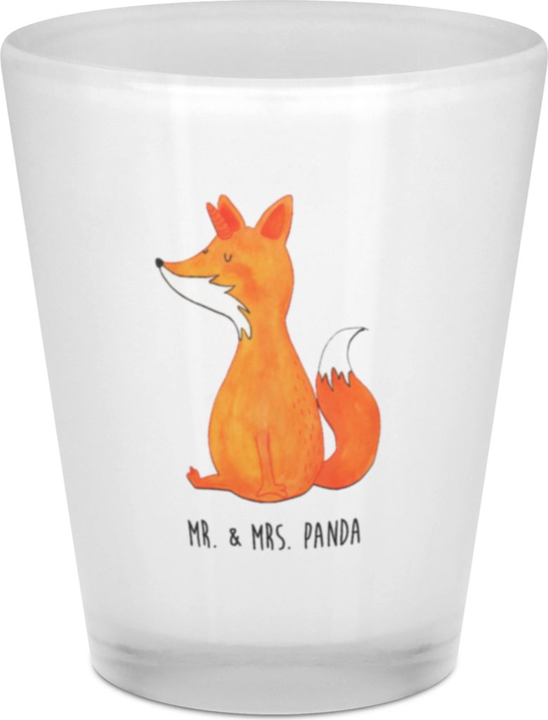 Mr. & Mrs. Panda Schnapsglas Einhorn Wunsch - Transparent - Geschenk, Likör Glas, Einhörner, Pinnchen, Füchse, Fuchshörnchen, Unicorn, Unicorns...